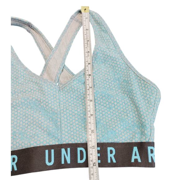 Under Armour Mid Crossback Heather Sports Bra V-Neck Light Blue Womens Size M - Picture 4 of 5